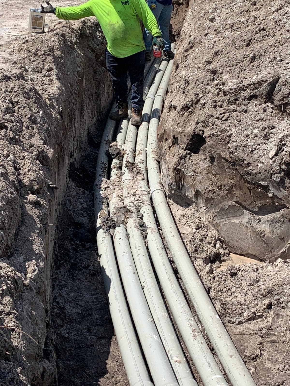 Underground PVC conduit duct bank